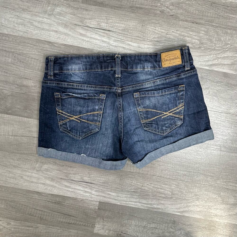 Aéropostal Mid Rise Midi Jean Shorts Cuffed Pocket Design Size 4